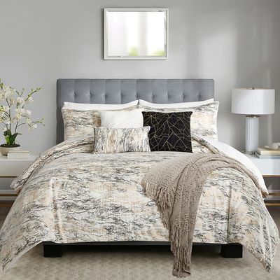 Allure Leland 10-Piece Super King Comforter Set 260X260 Cm Ivory